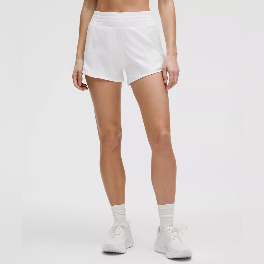 Lululemon hotty hot high rise short 4” lined - bone - size 6 - Picture 1 of 16
